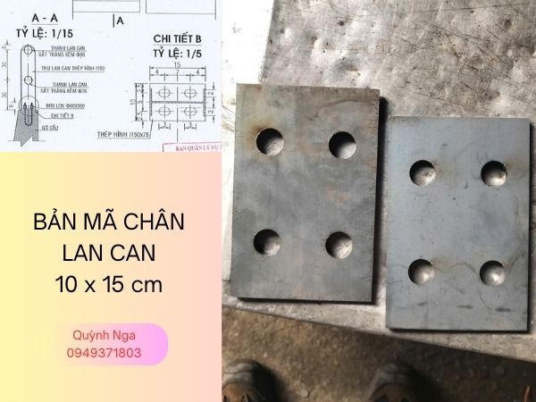 Bản mã định vị 100x150mm chân lan can cầu