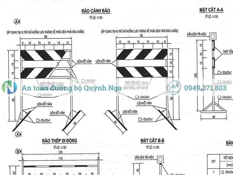 Bản vẽ hàng rào di động cảnh báo