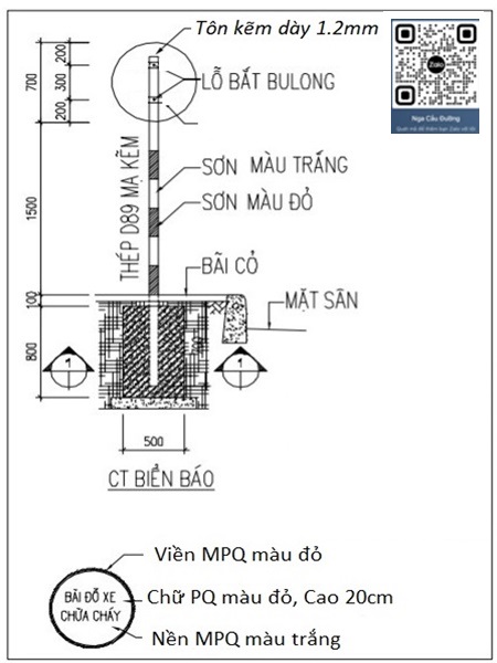 Bản vẽ Biển báo bãi đỗ xe chữa cháy của dự án tại Bình Dương