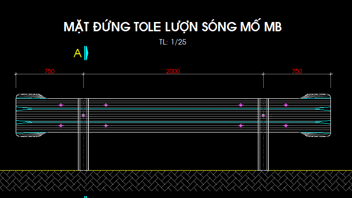 Bản vẽ Cad Hộ lan tôn sóng