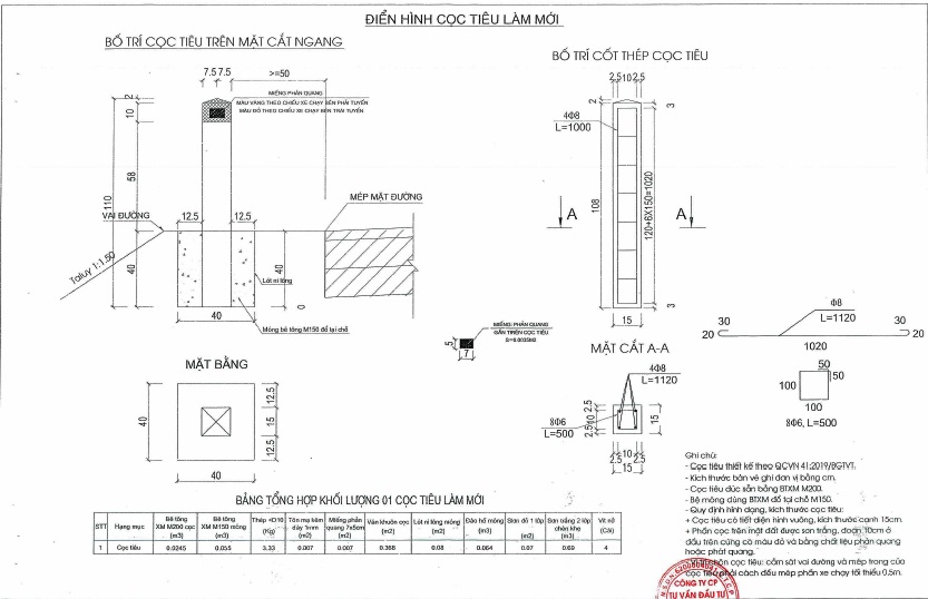 bản vẽ cọc tiêu bê tông cốt thép