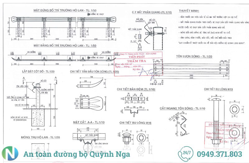 Bản vẽ hộ lan tôn sóng cột tròn D114