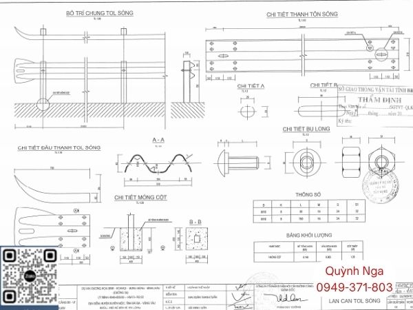 Bản vẽ Hộ lan tôn sóng tại dự án Đường 56, huyện Xuyên Mộc, BRVT