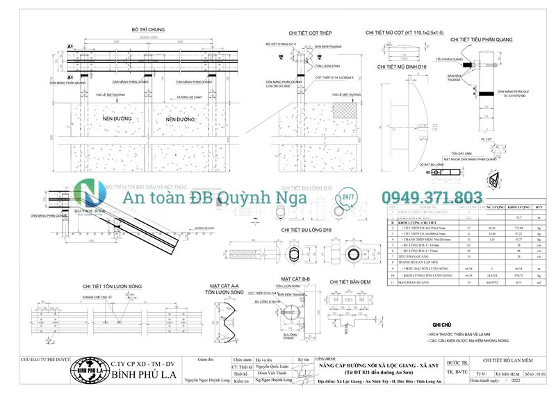 Bản vẽ hộ lan tôn sóng tại công trình tỉnh Long An