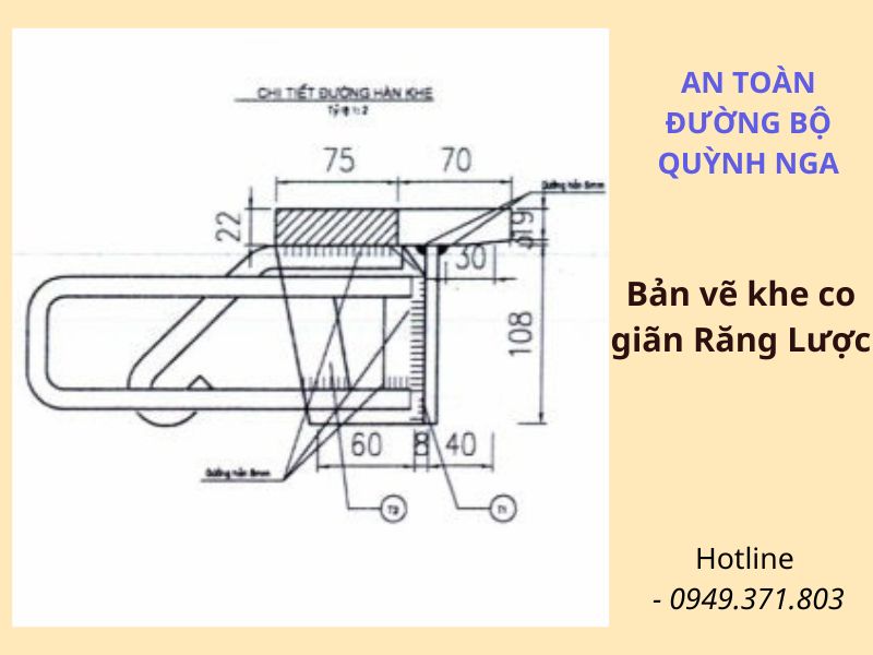 Chi tiết bản vẽ khe co giãn răng lược