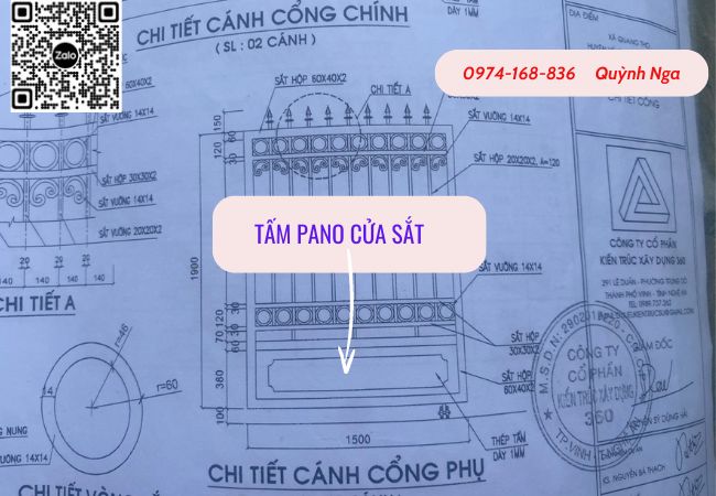 Kích thước và bản vẽ tấm Pano cửa sắt 