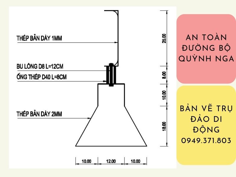 Bản vẽ trụ đảo giao thông di động