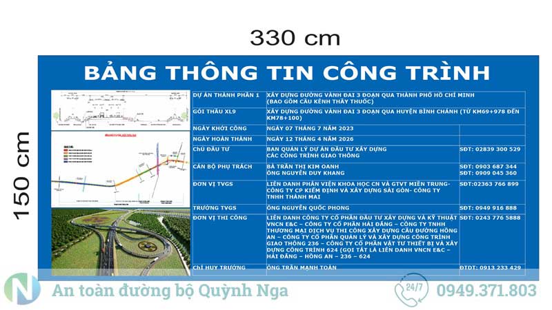 Kích thước bảng thông tin công trình