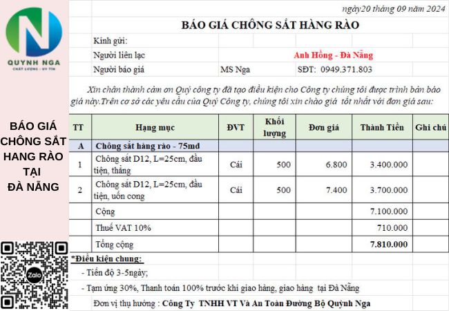 Báo giá Chông sắt hàng rào tại Đà Nẵng mới nhất