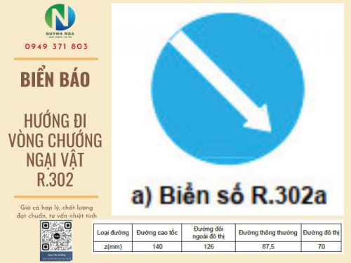 Biển Báo Hướng Đi Vòng Chướng Ngại Vật R.302 (a,b,c)