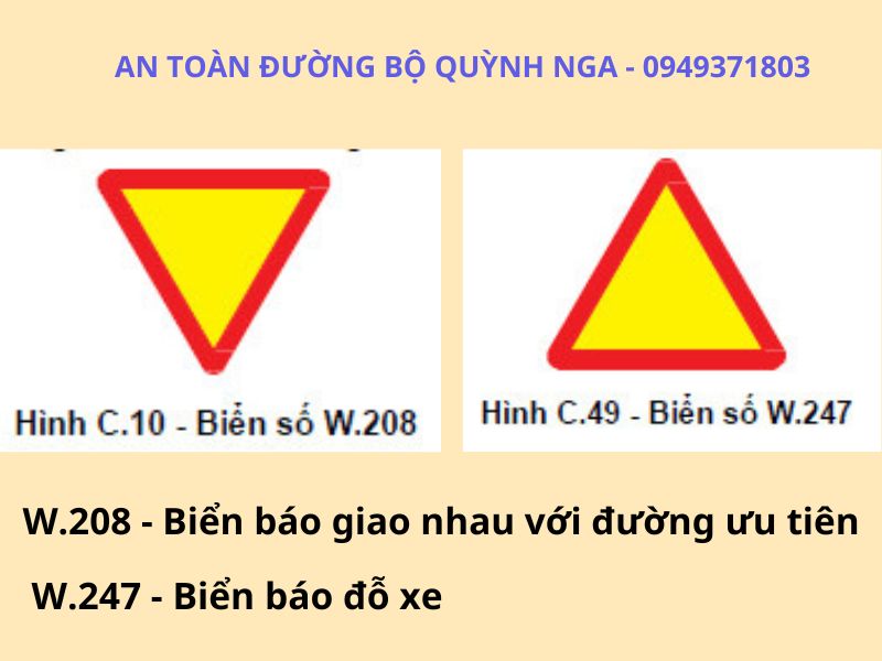 Phân biệt biển báo 208 và biển báo 247