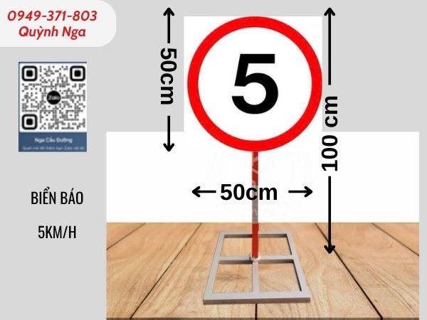 Biển báo cảnh báo 5km/h chân di động