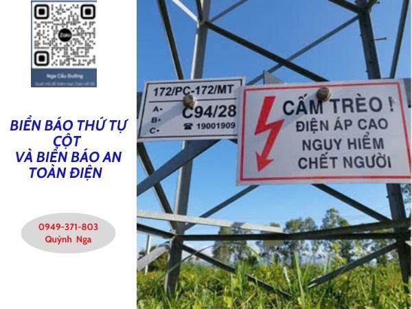 Vị trí lắp đăt biển báo điên - Trên cột điện cao thé