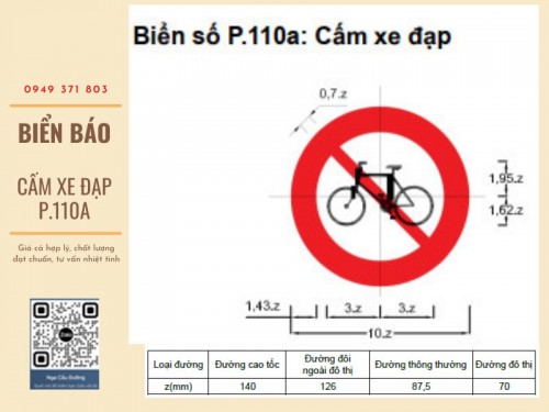 Biển Báo Cấm Xe Đạp P.110a Và Biển Báo Cấm Xe Đạp Thồ P.110b