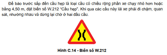 Ý nghĩa biển báo cầu hẹp