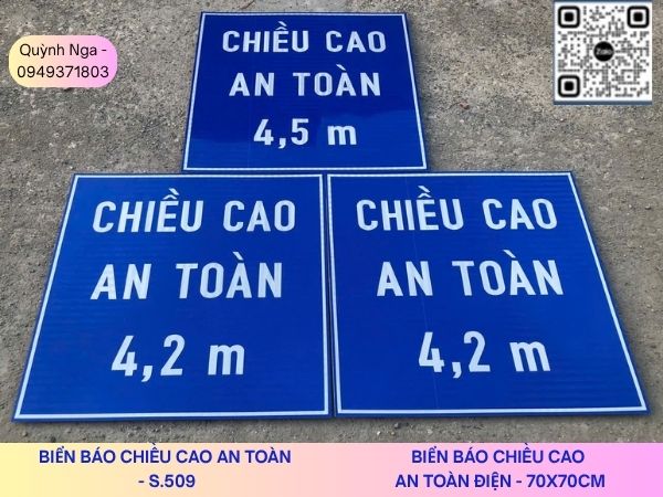 Biển báo chiều cao an toàn điện - Phản quang - Kích thước 70x70cm