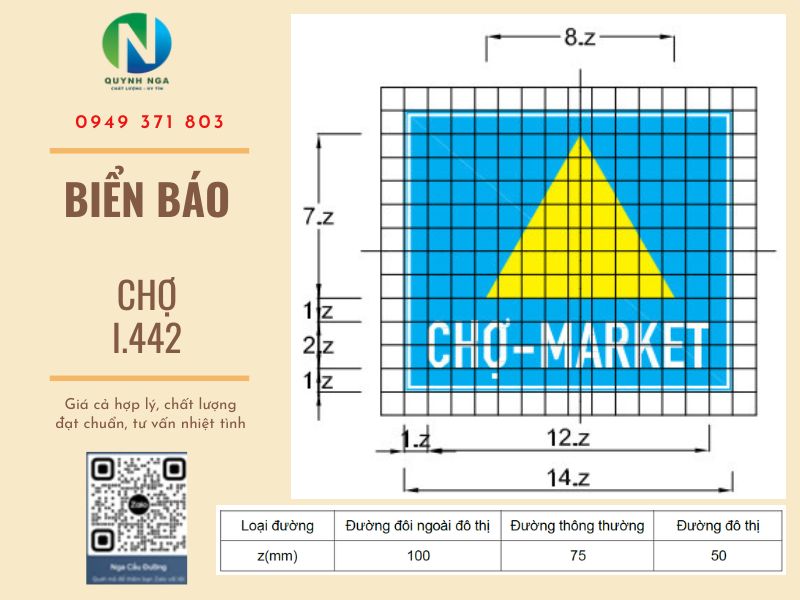 Kích thước biển báo chợ I.442