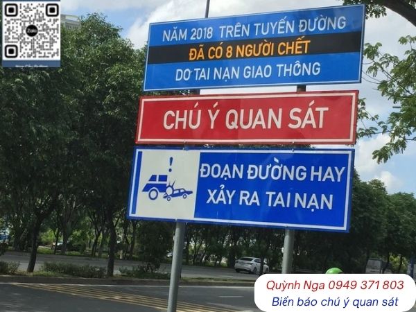 Biển báo CHÚ Ý QUAN SÁT được lắp đặt khu vực nhiều giao cắt, lưu lượng phương tiện lớn