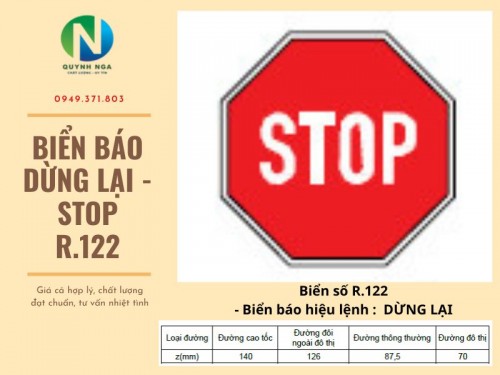 Biển Báo Stop Dừng Lại R.122 - Ý Nghĩa Và Kích Thước