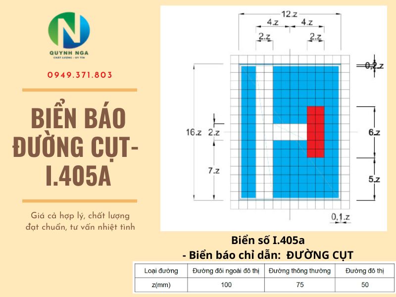 Hình ảnh biển báo đường cụt I.405a