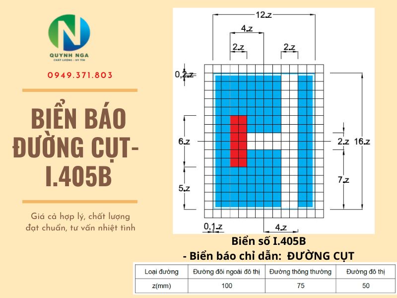 Kích thước biển báo đường cụt I.405 (a,b)