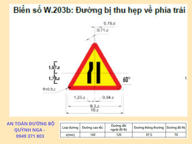 Biển báo đường bị thu hẹp W.203b