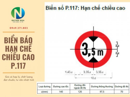 BIỂN BÁO HẠN CHẾ CHIỀU CAO P.117 VÀ TĨNH KHÔNG THỰC TẾ W.239B