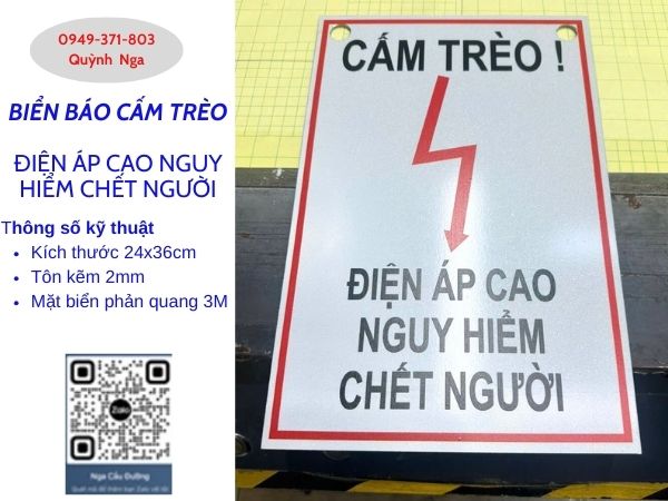 Biển báo nguy hiểm điẹn cấm trèo phản quang