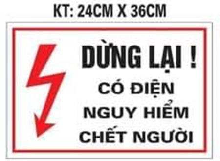 Biển báo nguy hiểm điện - Dừng lại