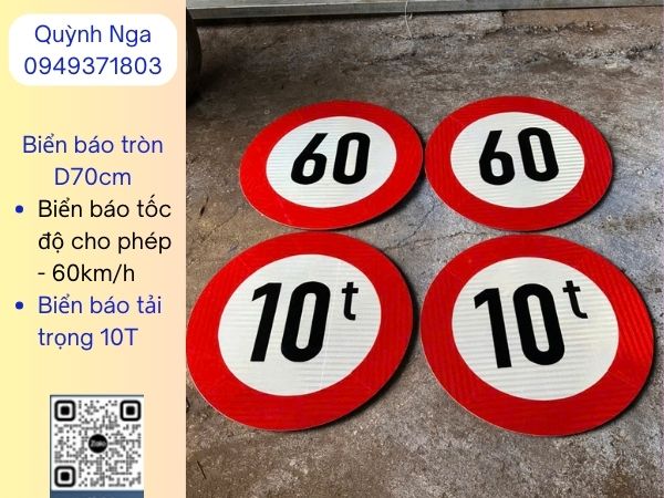 Biển báo tải trọng 10T và tốc độ tối đa cho phép 60km/h Biển báo tải trọng 10T và tốc độ tối đa cho phép 60km/h