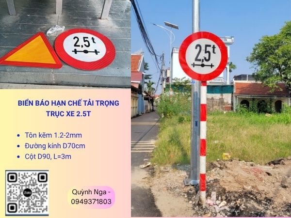 Biển báo tải trọng trục xe 2.5 Tấn