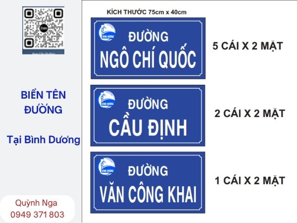Biển báo tên đường tại Bình Dương