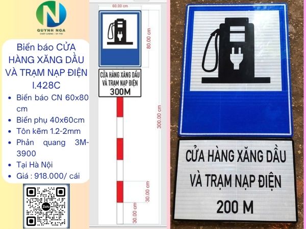 Biển báo trạm nạp điện Quỳnh Nga Biển báo trạm nạp điện Quỳnh Nga