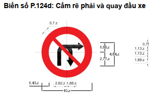 Biển báo cấm rẽ phải và quay đầu xe P.124d