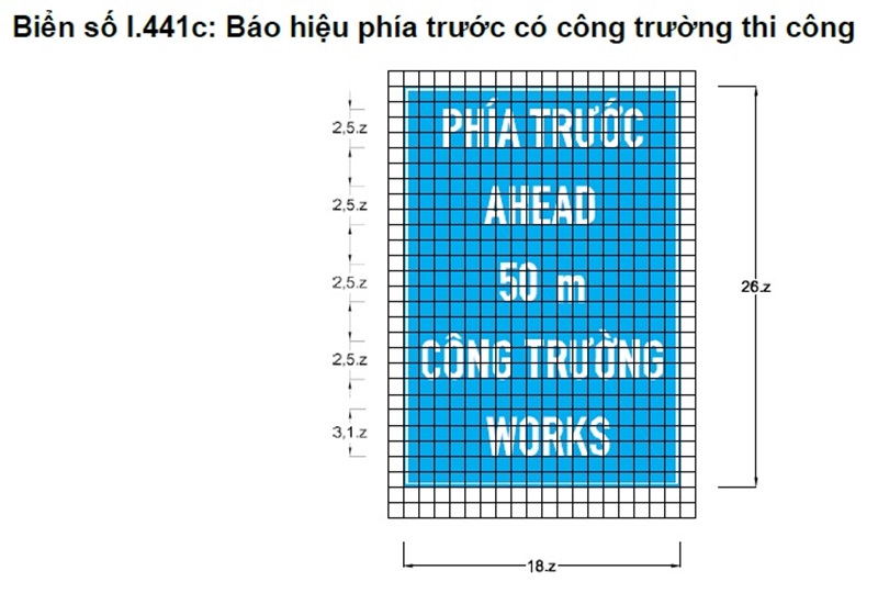 PHÍA TRƯỚC AHEAD 50M CÔNG TRƯỜNG WORKS