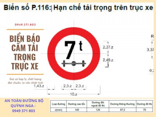 Biển Cấm Tải Trọng Trục Xe P.116