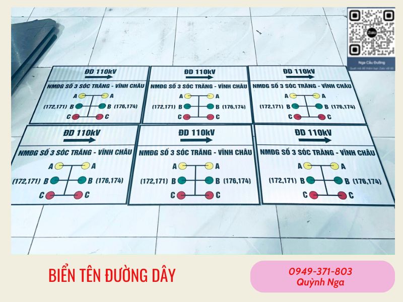 Biển tên đường dây điện quy cách tên tôn kẽm, mặt biển phản quang