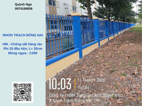 Chông sắt hàng rào tại nhà máy KCN Nhơn Trạch Đồng Nai