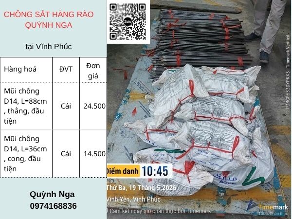 Báo giá chông sắt hàng rào tại dự án Vĩnh Phúc - T5/2026
