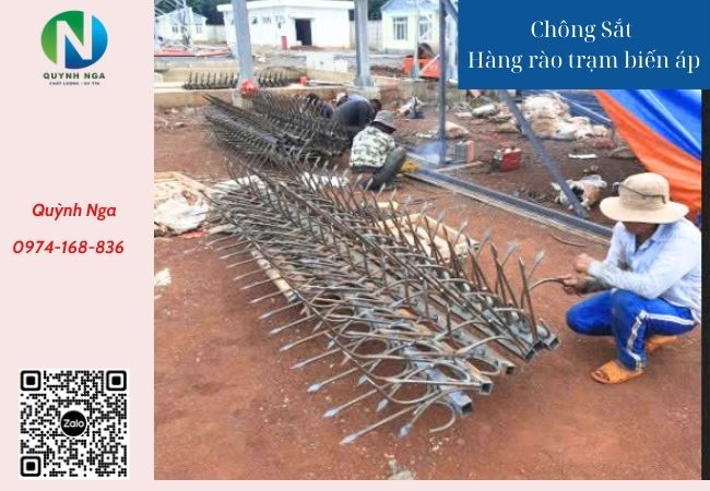 Chông sắt hàng rào tại dự án trạm điện