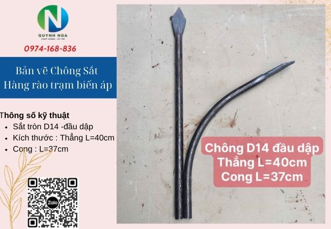 Mẫu chông sắt hàng rào tại Trạm điện Quảng Bình