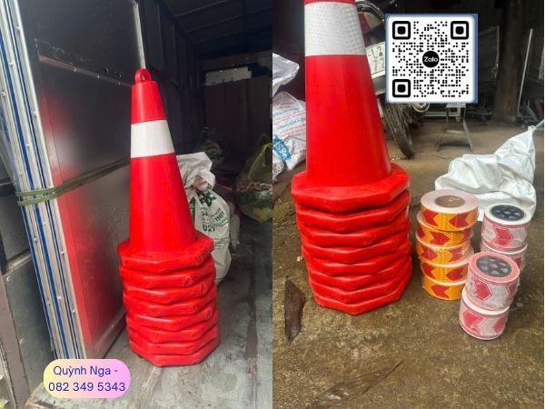 Chóp nón cùng Biển báo công trường Chóp nón cùng Biển báo công trường