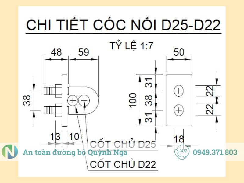 Cóc nối thép M16