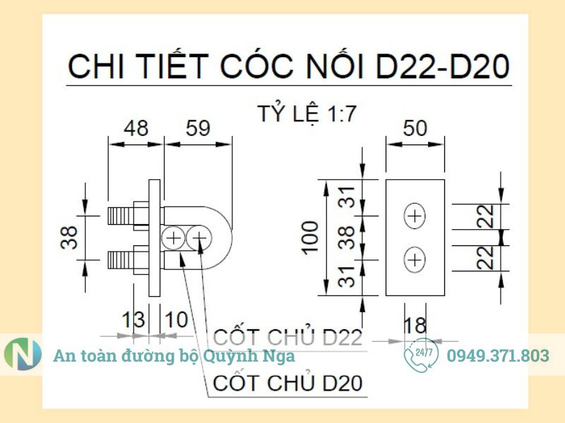 Cóc nối thép M16