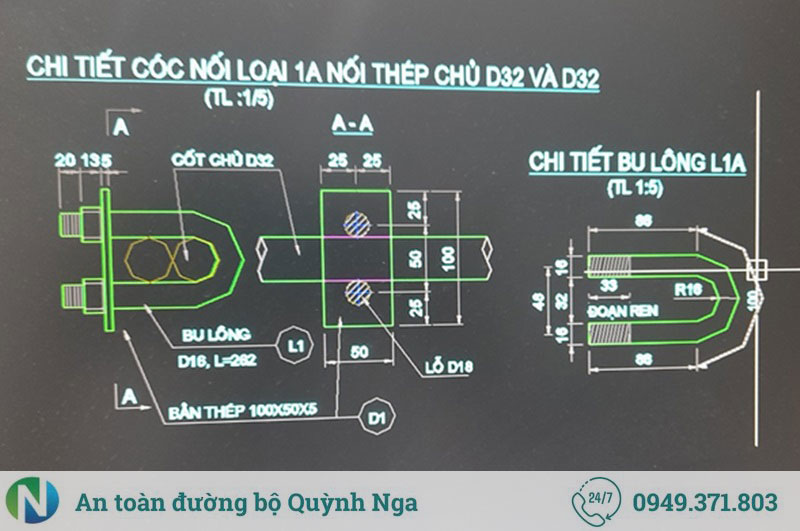 Cóc nối thép M16 -D32