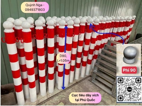 Cọc tiêu dây xích sơn trắng đỏ tại Phú Quốc