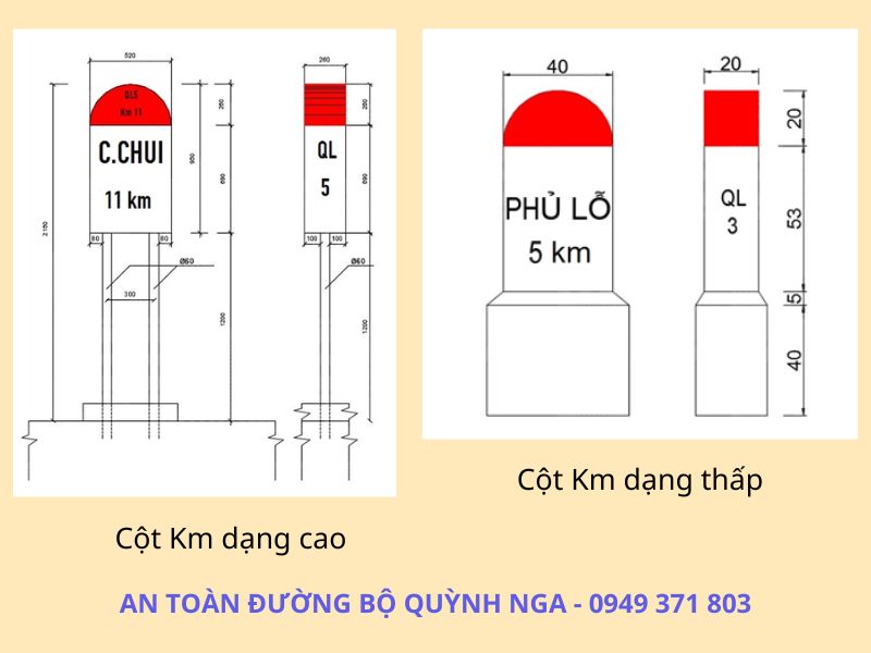 Cột Km dạng cao và dạng thấp