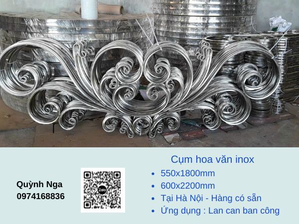 Cụm hoa văn inox phụ kiện lan can đẹp - hàng có sẵn tại xưởng Hà Nội Cụm hoa văn inox phụ kiện lan can đẹp - hàng có sẵn tại xưởng Hà Nội