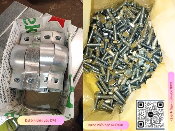 Bulon M10x40mm liên kết đai ôm biển báo D76 và D90 Bulon M10x40mm liên kết đai ôm biển báo D76 và D90