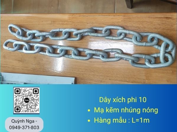 Dây xích phi 10 mạ kẽm nhúng nóng
